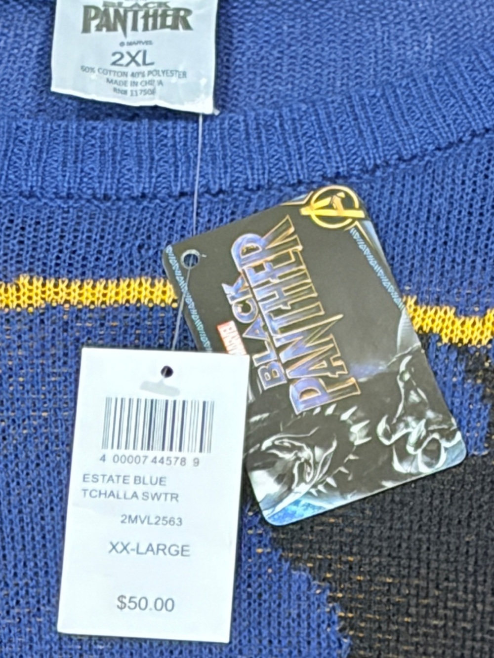 Marvel Black Panther T’Challa Sweater XXL NWT Blue Sweater - Picture 4 of 6